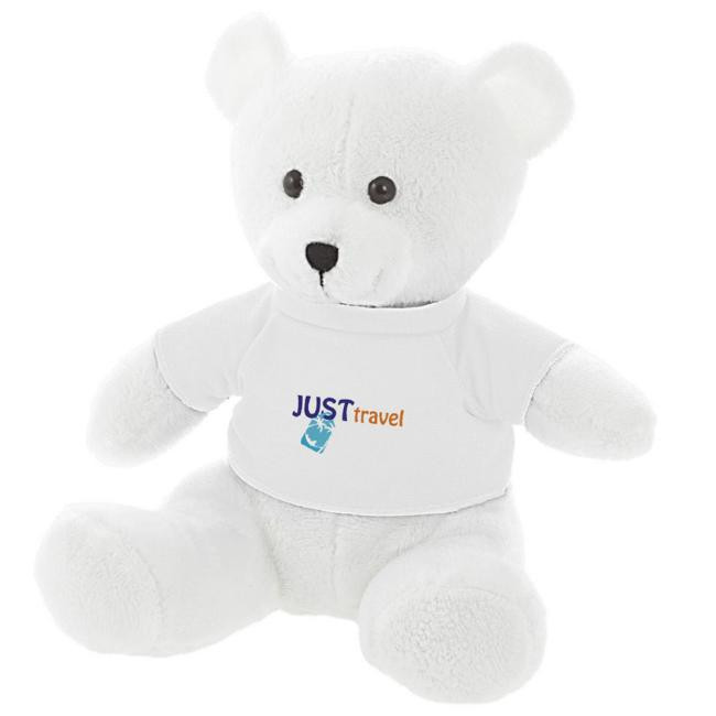 Promotional Forrest white, plush teddy bear - GP20144