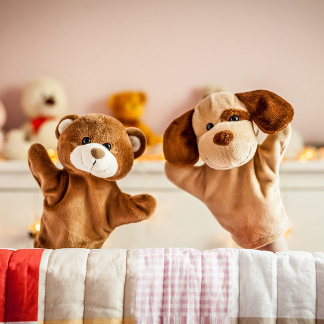 Promotional Obie, plush dog, hand puppet - GP20164