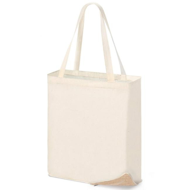 Promotional Cotton foldable shopping bag, jute details - GP56813