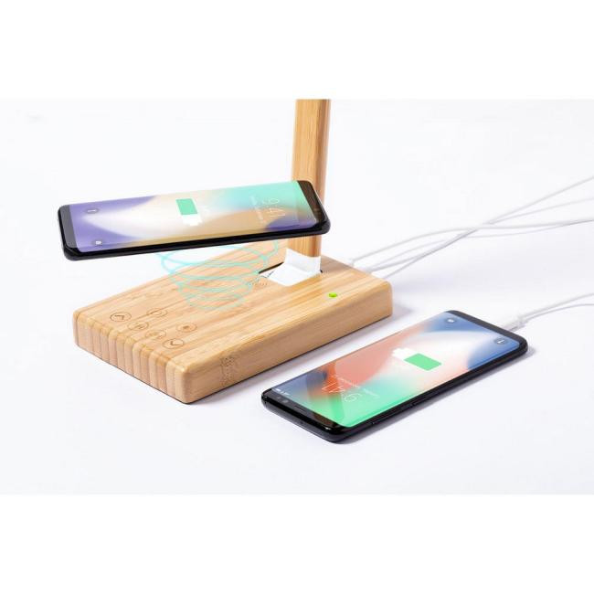 Promotional Bamboo wireless charger desk lamp - GP58313