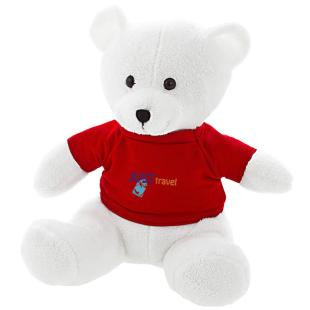 Promotional Forrest white, plush teddy bear - GP20144