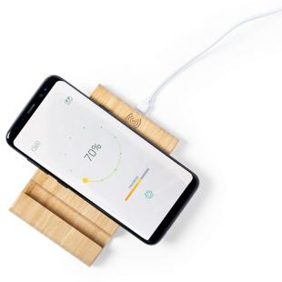 Promotional Bamboo wireless charger 5W, phone/tablet stand - GP50157