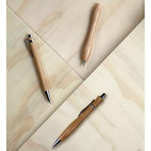Promotional Silver trim bamboo ballpen