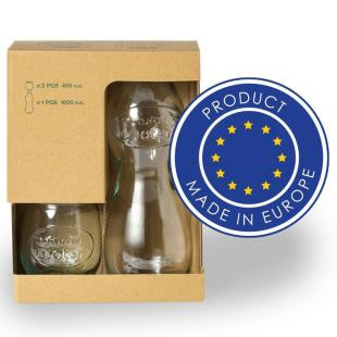 Promotional Set of 2 glasses and glass 1l bottle - GP57207