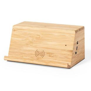 Promotional Bamboo wireless speaker/charger 10W - GP58312